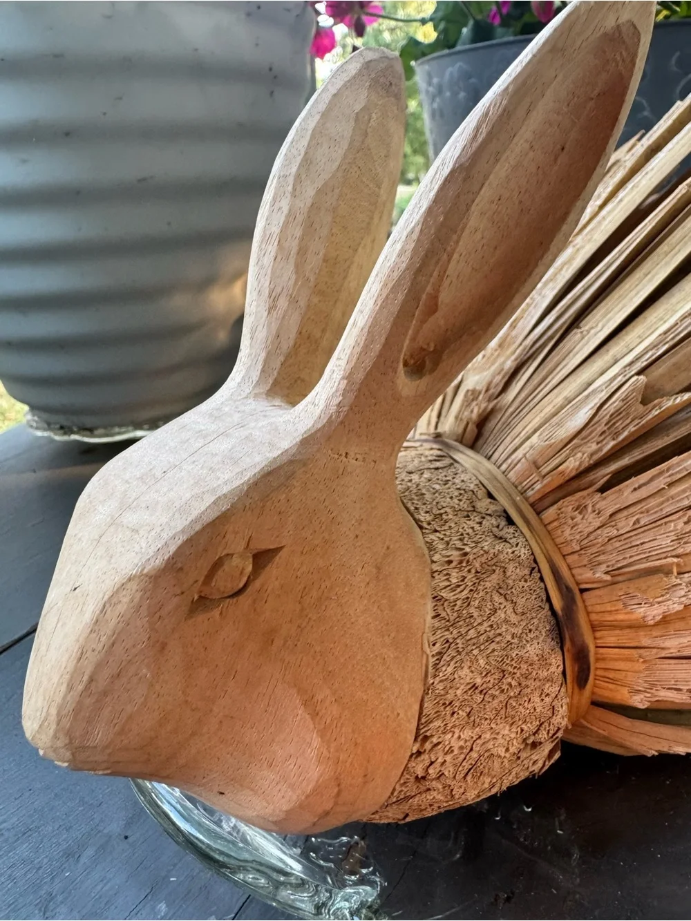 Vintage Primitive Folk Art Rabbit Artist Carved Wooden Head